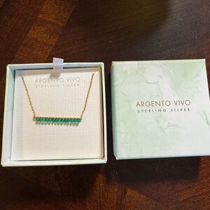 Green stone necklace, sterling silver. Adjustable. New never worn, with box.